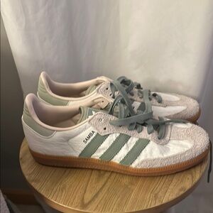adidas Samba White and Gray Athletic Shoes